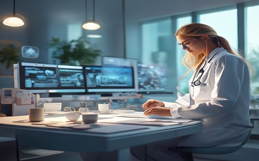 Infographic comparing vision-based, NLP, and predictive AI models in healthcare